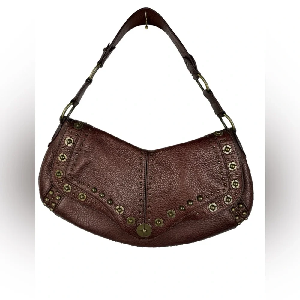 Y2K Cole Haan brown pebbled leather Village Paillette hobo shoulder bag purse. - Picture 1 of 14